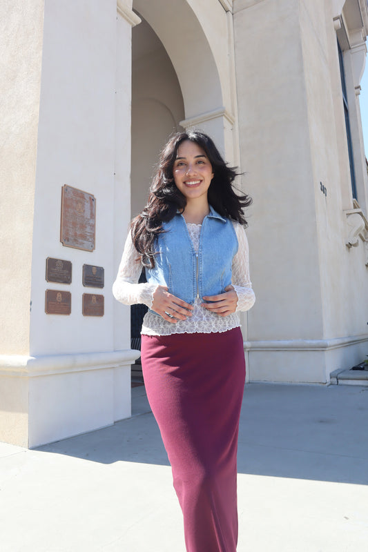 Deep Burgundy Ribbed